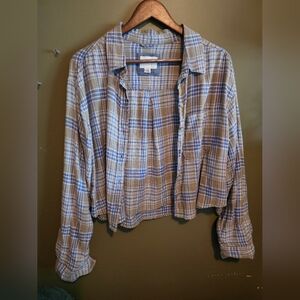 American Eagle Outfitters Blue and Green Plaid Jacket Small Womens